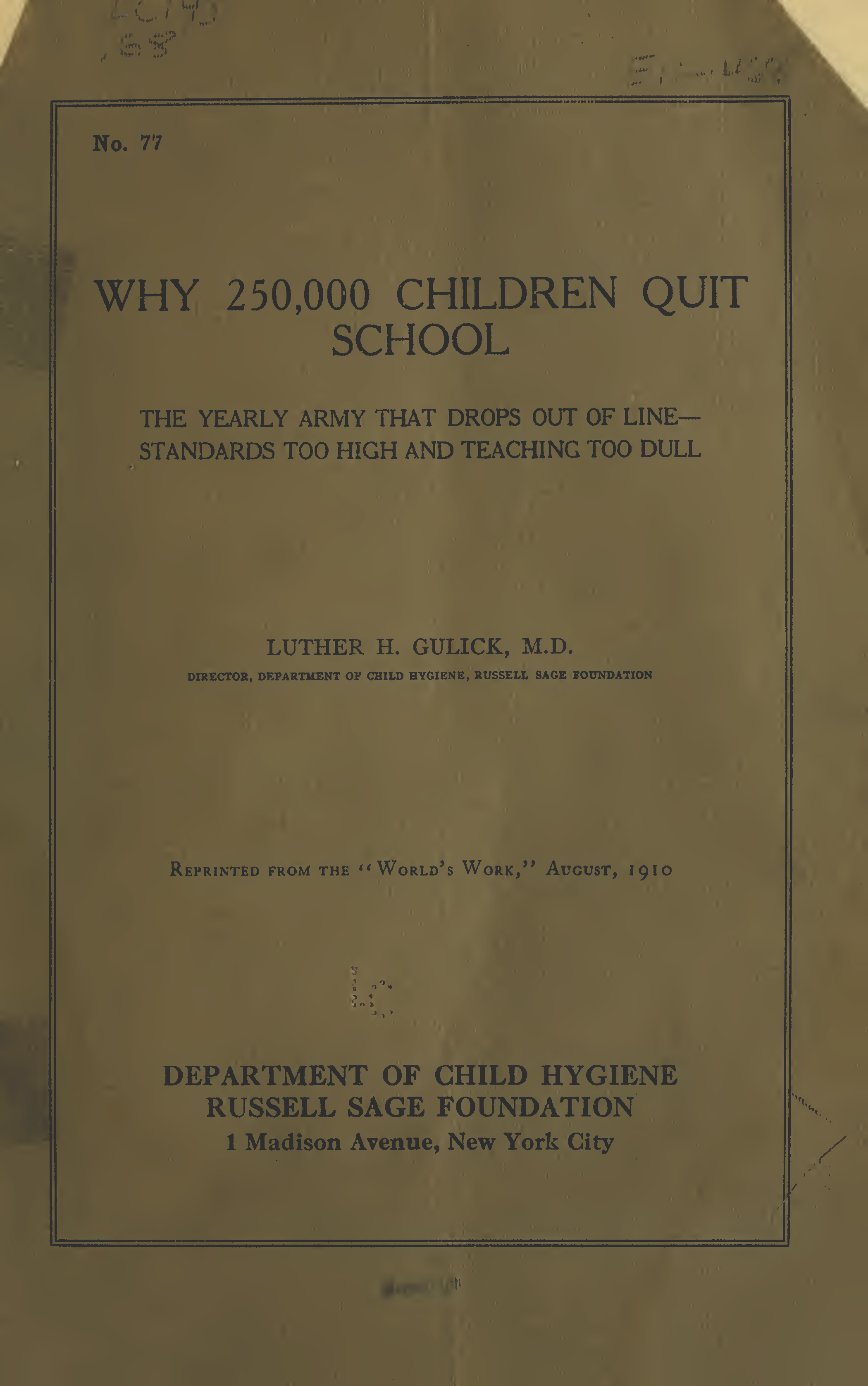 Why 250,000 Children Quit School RSF